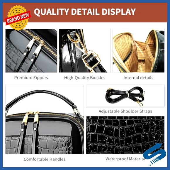 Large Vegan Leather Tote Bag with Wallet, Adjustable Strap, Multiple Pockets